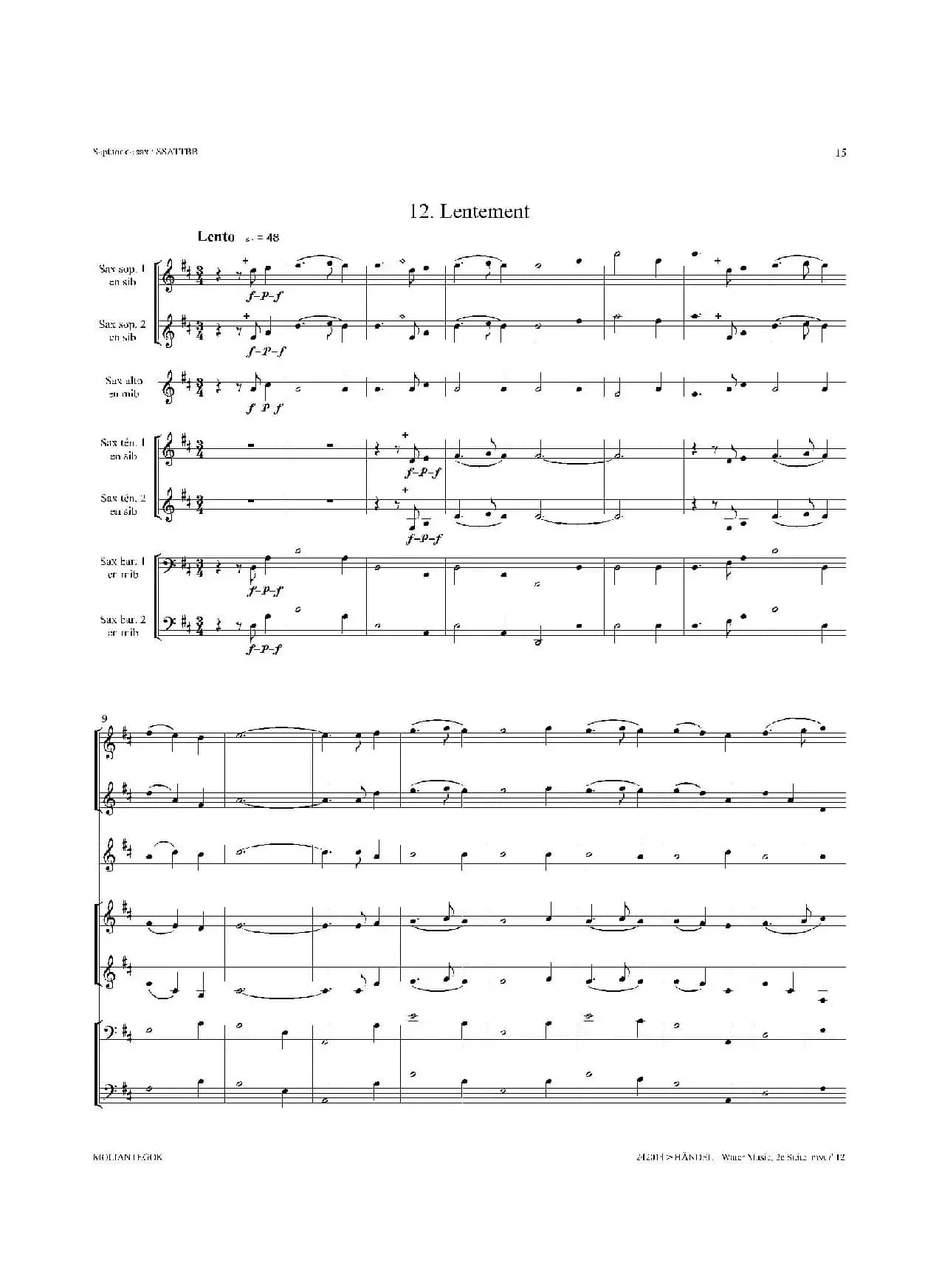 Water Music（HWV.349 No.2）（萨克斯合奏总谱）