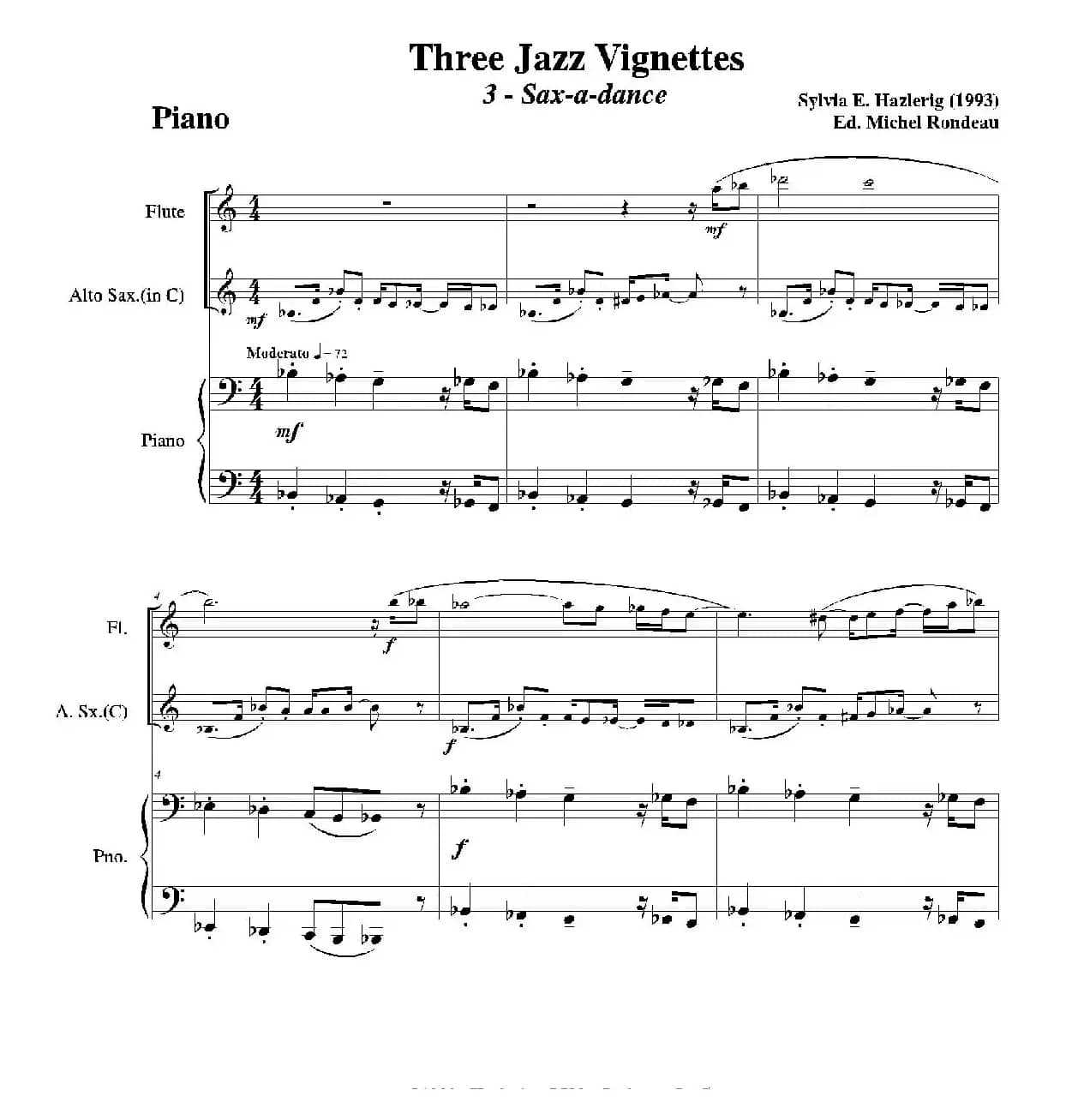 Three jazz vignettes（第三乐章）（三重奏钢琴分谱）