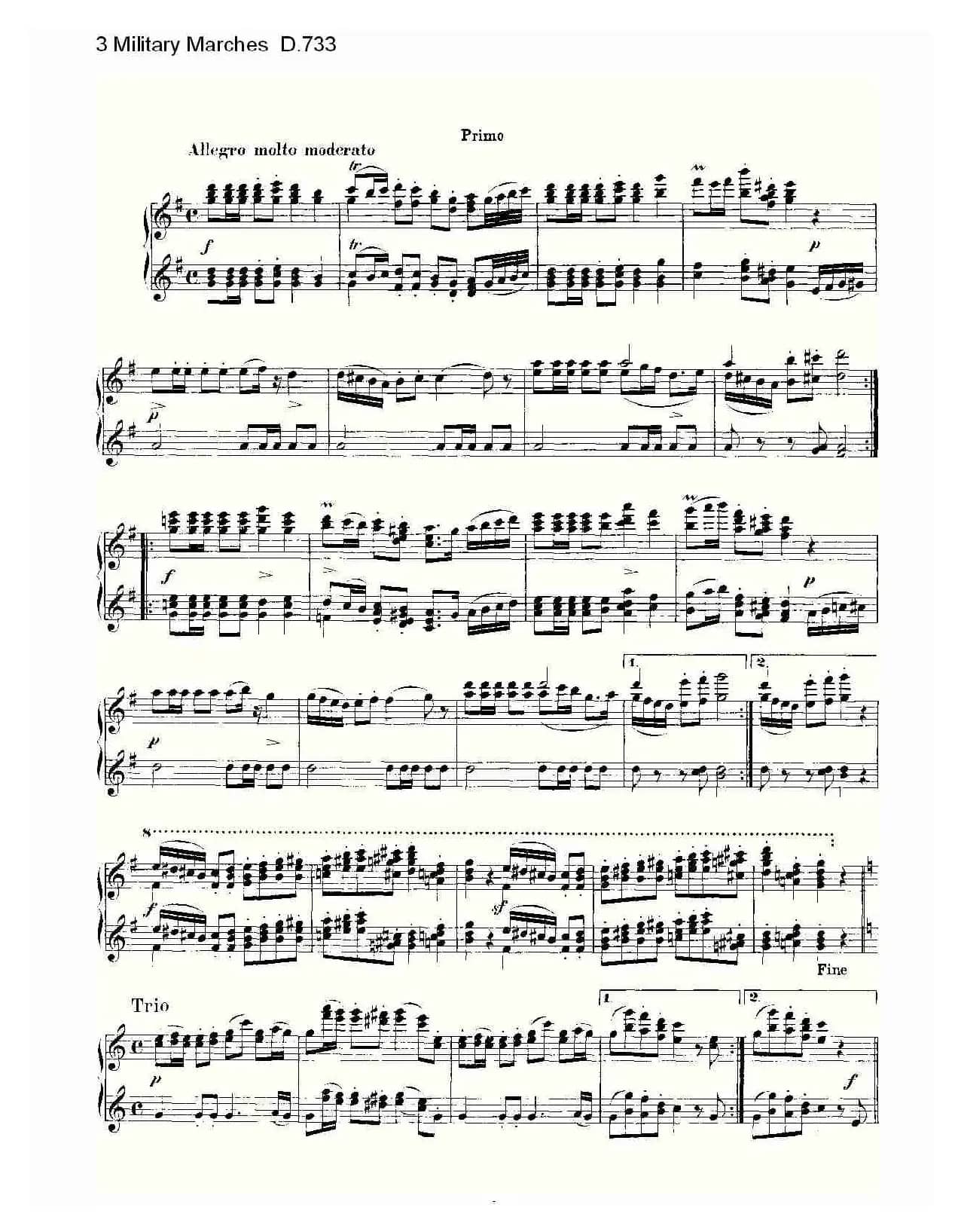 3 Military Marches D.733（3 士兵进行曲 D.733）