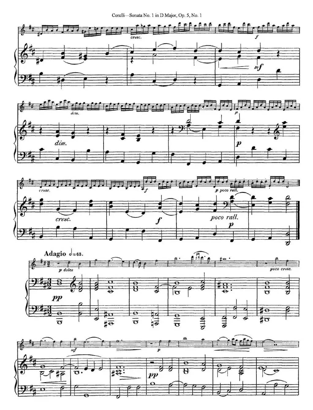 Sonata No.1 in D MajorOp.5 No.1（小提琴+钢琴伴奏）