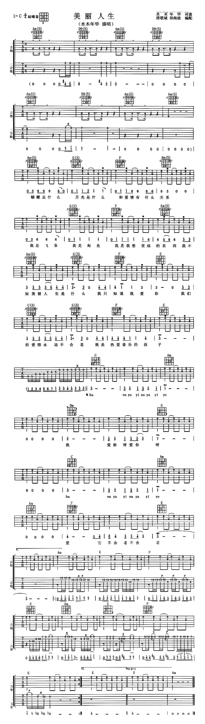 美丽人生（水木年华词曲）