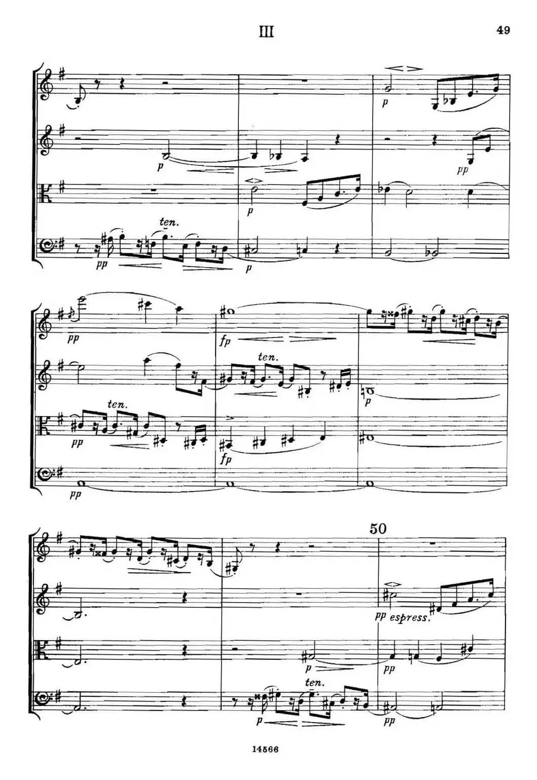 QUARTET Op.83（第三部分）（弦乐四重奏）