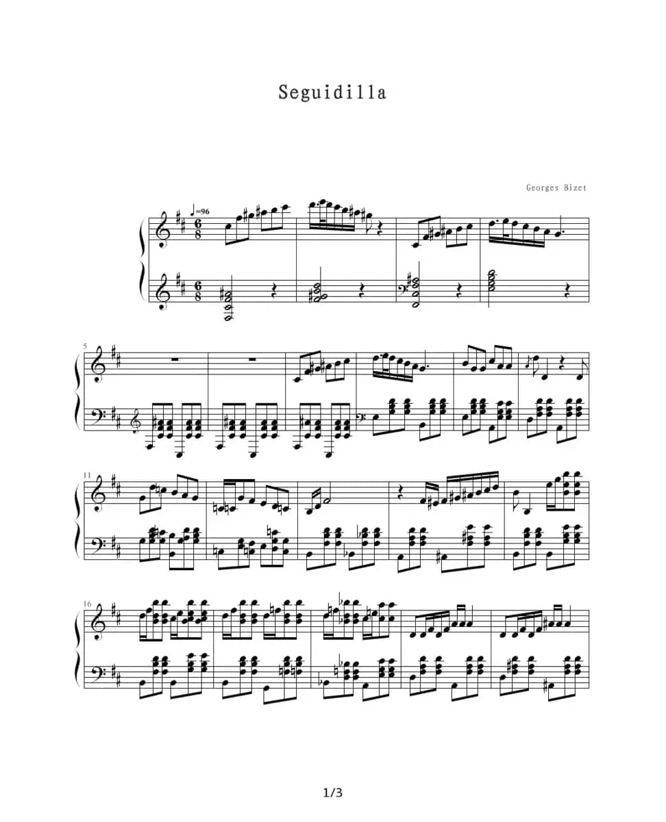 Seguidilla（赛圭迪亚舞曲）（选自《卡门组曲精选》）