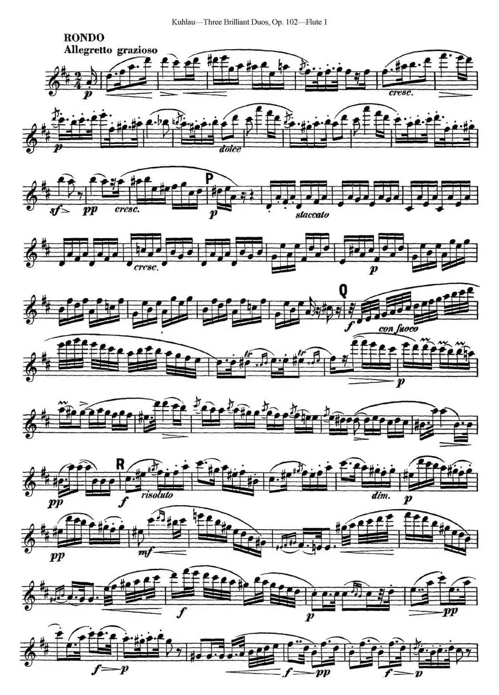 库劳长笛二重奏练习三段OP.102——Flute 1（NO.1）