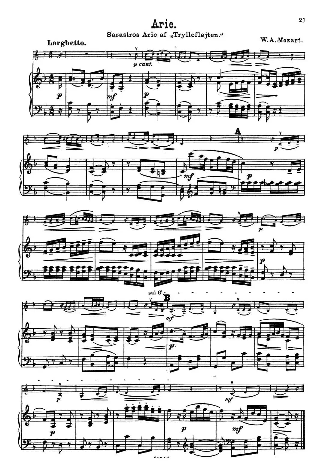 Arie.（W.A.Mozart作曲版）（小提琴+钢琴伴奏）