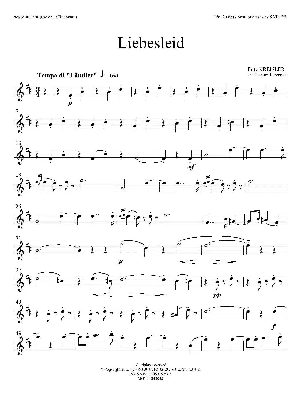 Liebesleid（四重奏、第1、2次中音萨克斯分谱）