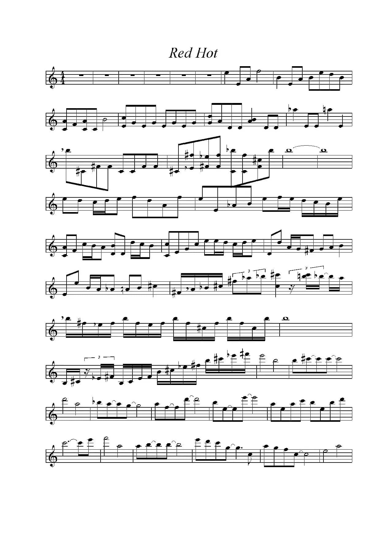 Red Hot（小提琴谱）