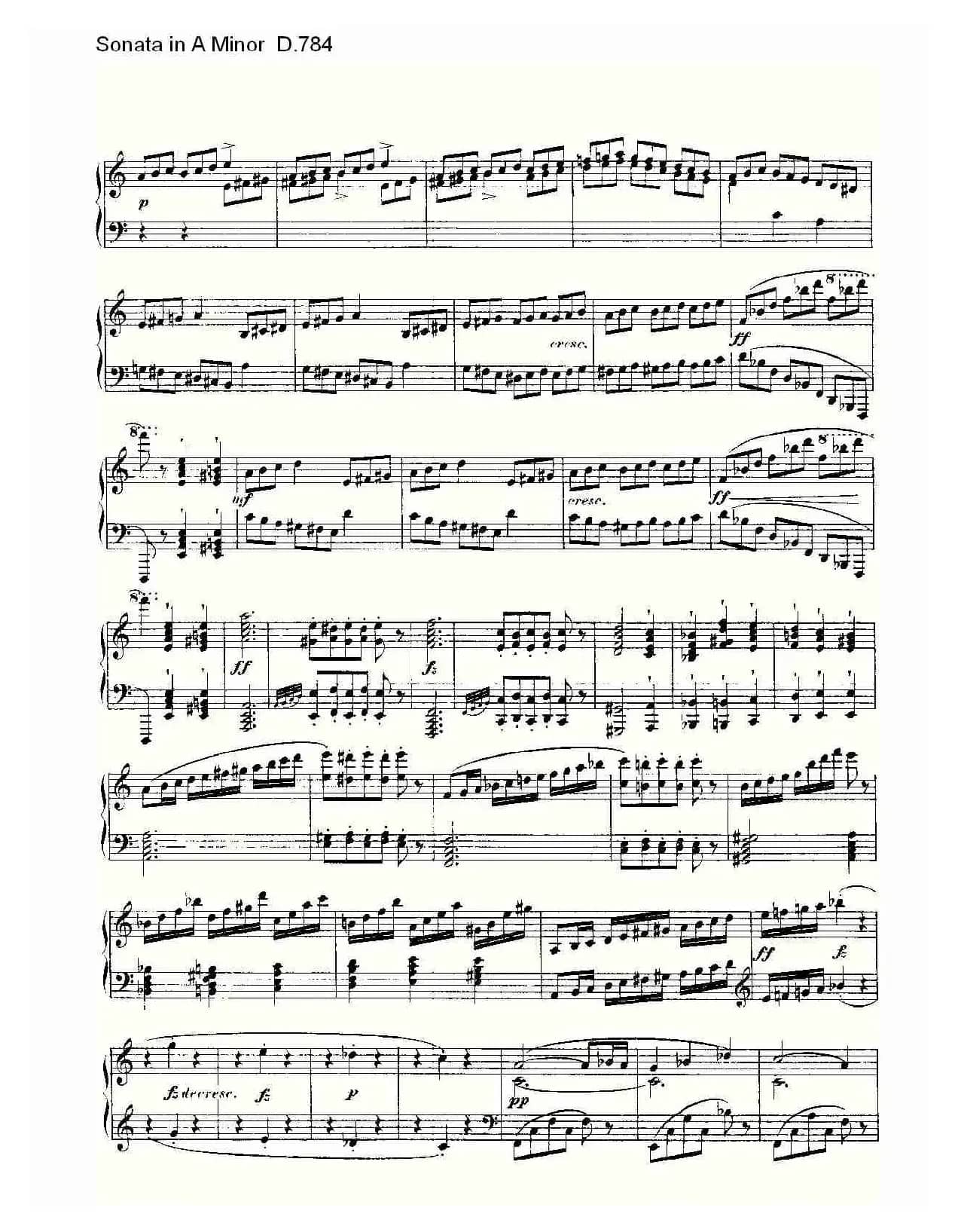 Sonata in A Minor D.784（A小调奏鸣曲D.784）