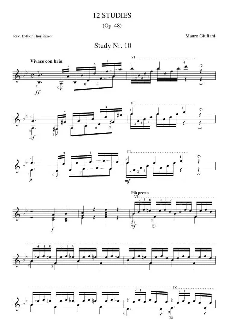Mauro Giuliani《12 Studies,Op.48》（STUDY 10）