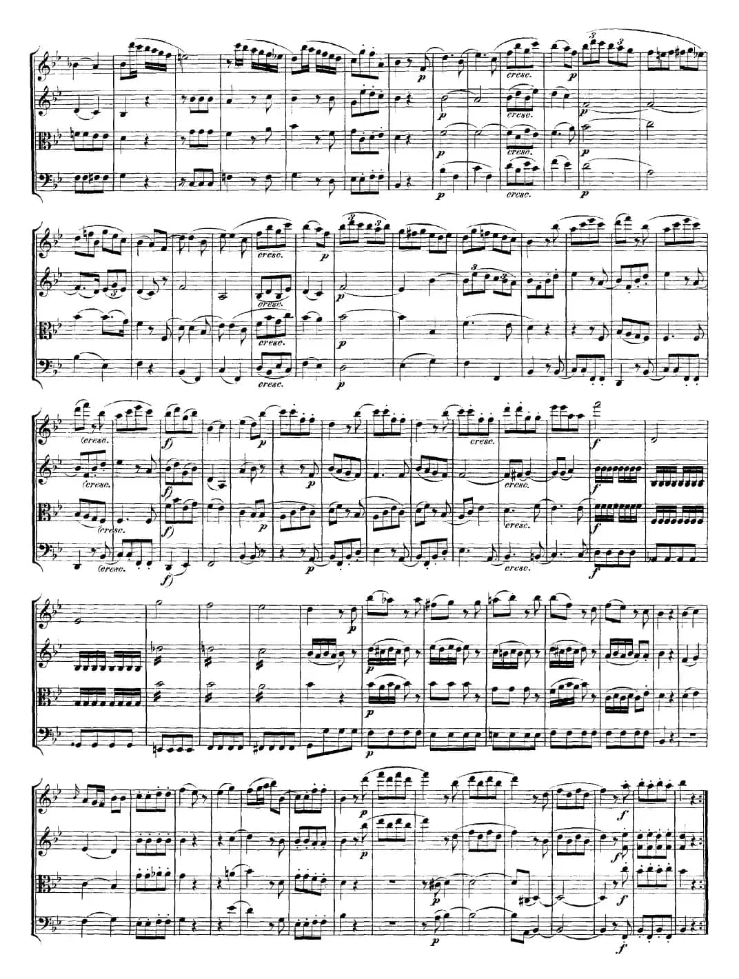 Mozart《Quartet No.17 in Bb Major,K.458》（总谱）