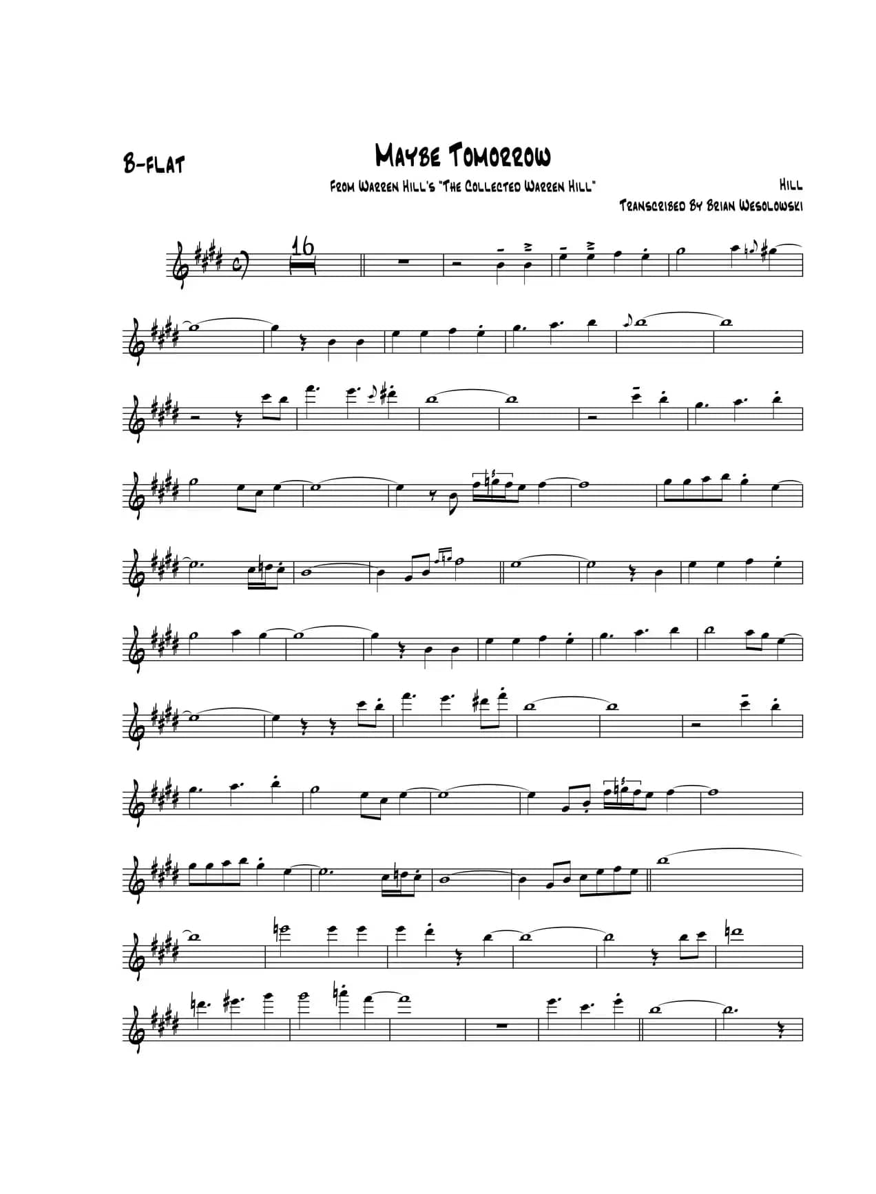 Maybe Tomorrow（次中音萨克斯）