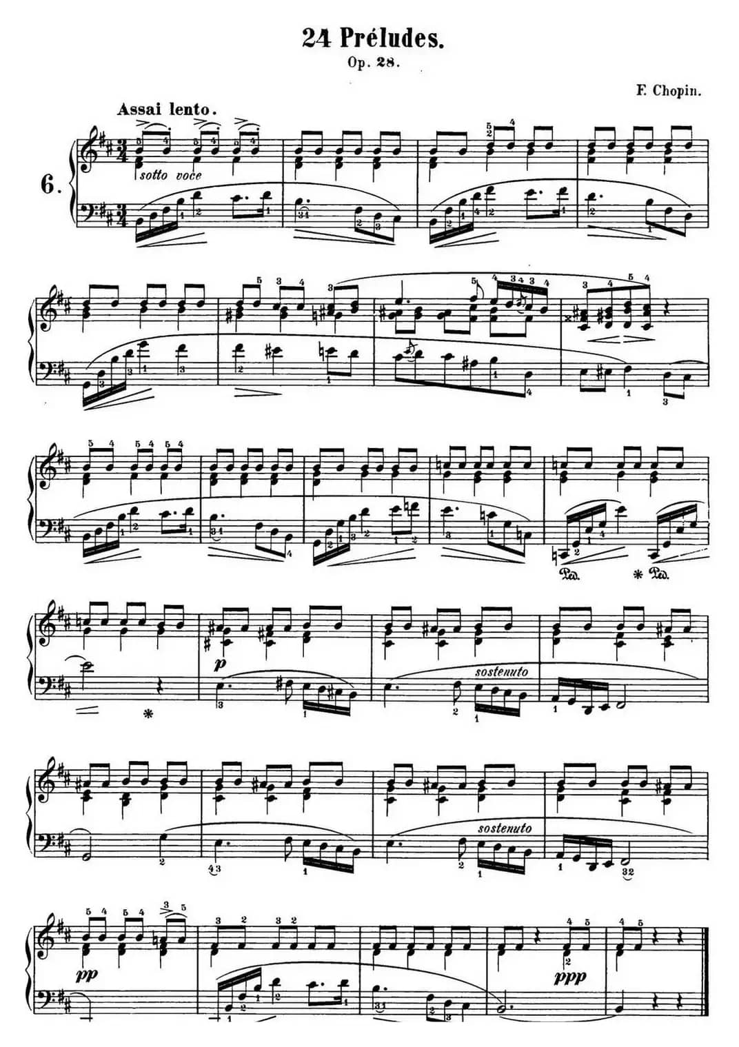 肖邦 24首钢琴前奏曲 Op.28 No.6 B小调