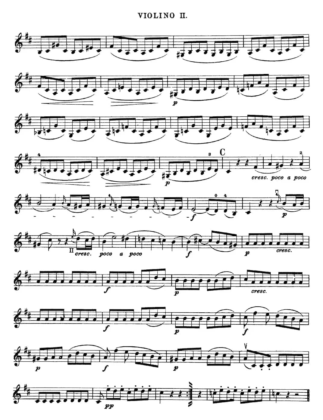 Mozart《Quartet No.20 in D Major,K.499》（Violin 2分谱）