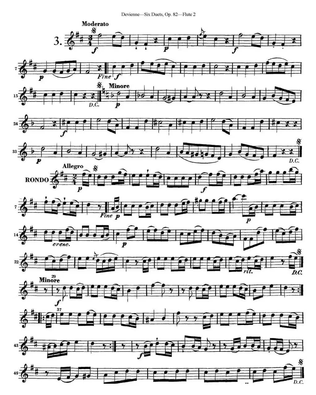 德维埃纳六个长笛二重奏小段Op.82——Flute 2（NO.3）