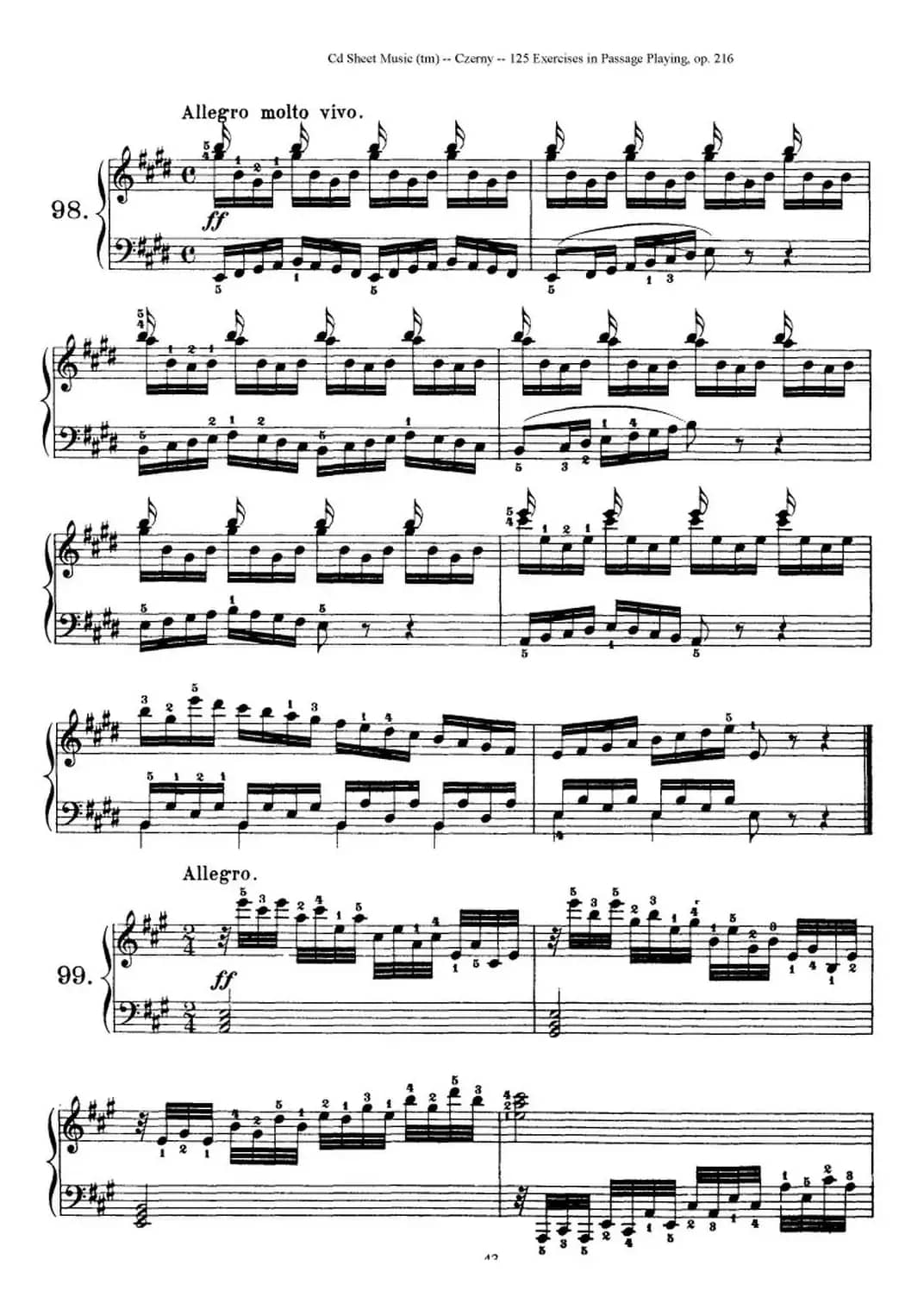 125 Exercises in Passage Playing Op.261（车尔尼125首钢琴短乐句练习曲（95——111））