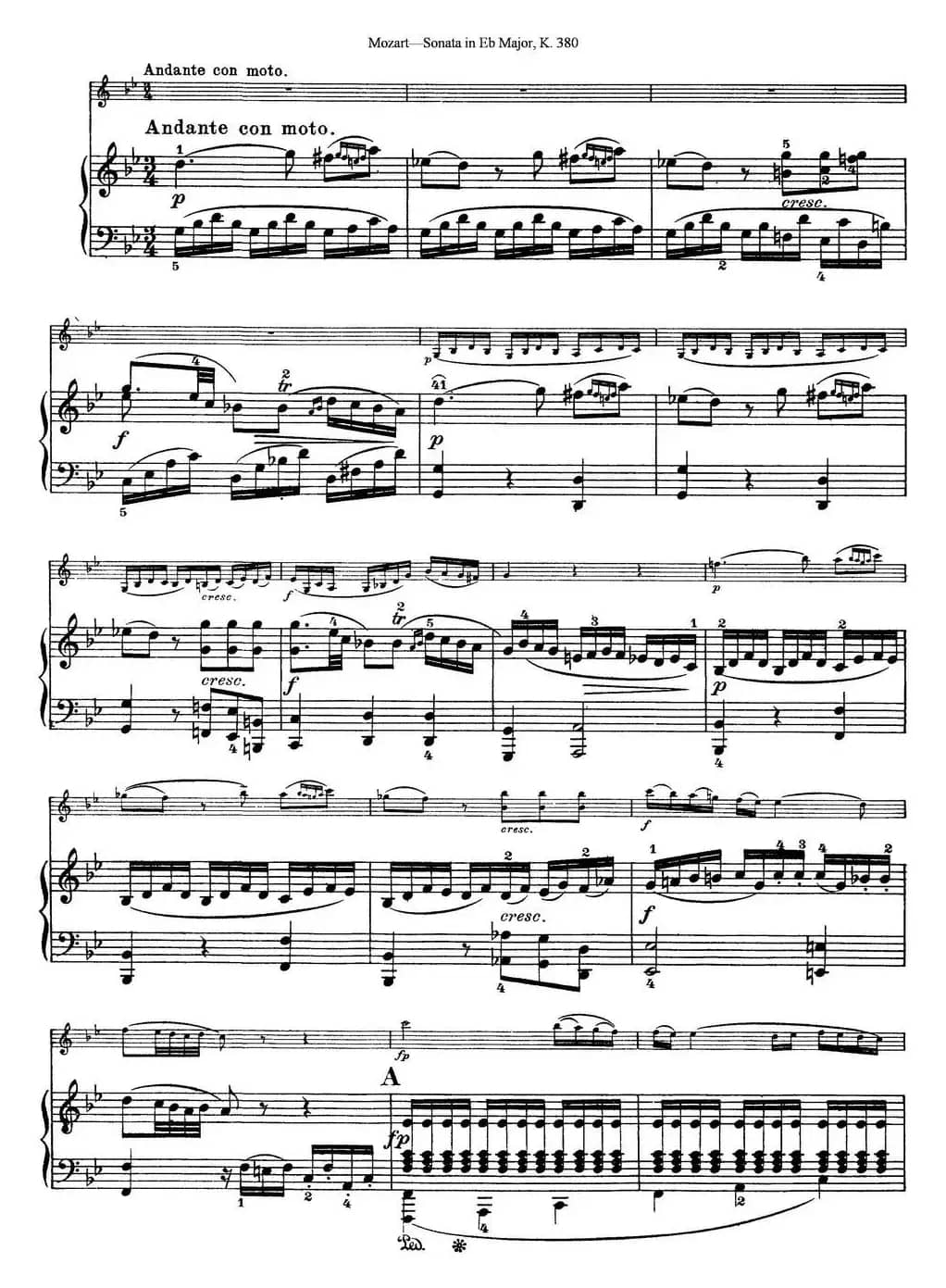 Violin Sonata in Eb Major K.380（小提琴+钢琴伴奏）