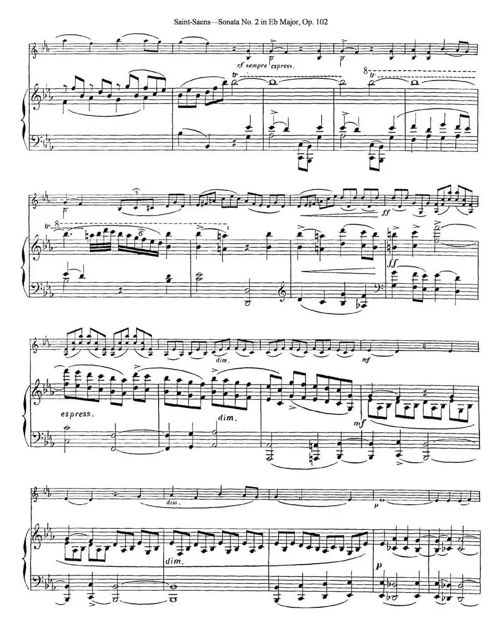 Violin Sonata No.2 in Eb Major Op.102（小提琴+钢琴伴奏）