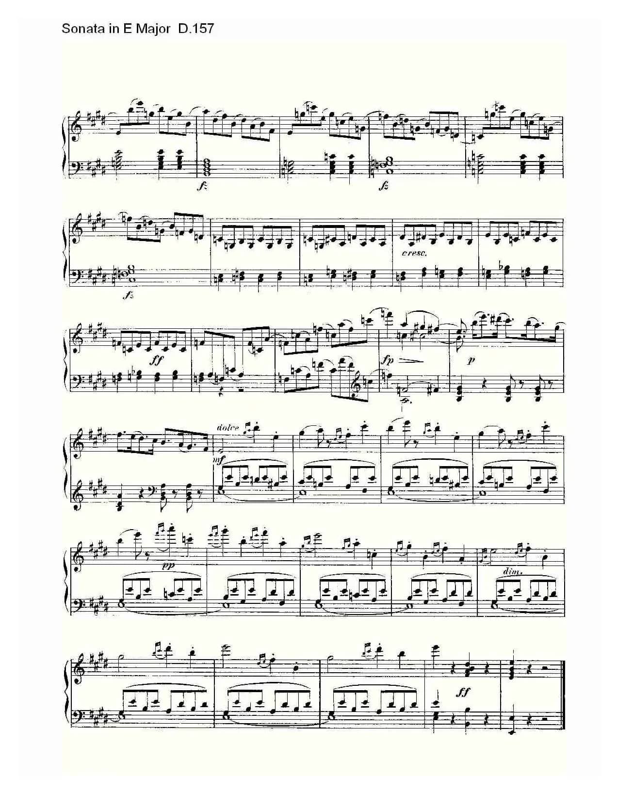 Sonata in E Major D.157（E大调奏鸣曲 D.157）