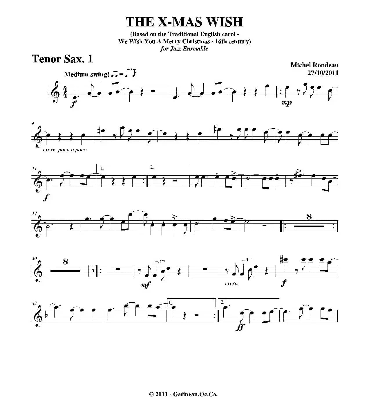 THE X-MAS WISH（第一次中音萨克斯分谱）