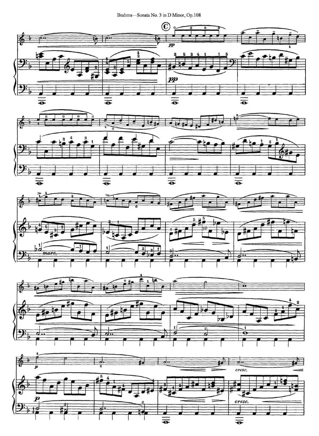 Violin Sonata No.3 in D Minor Op.108（小提琴+钢琴伴奏）