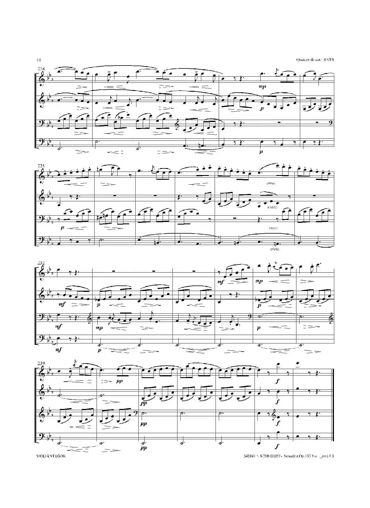 Sonatine Op.137 No 1（四重奏总谱）