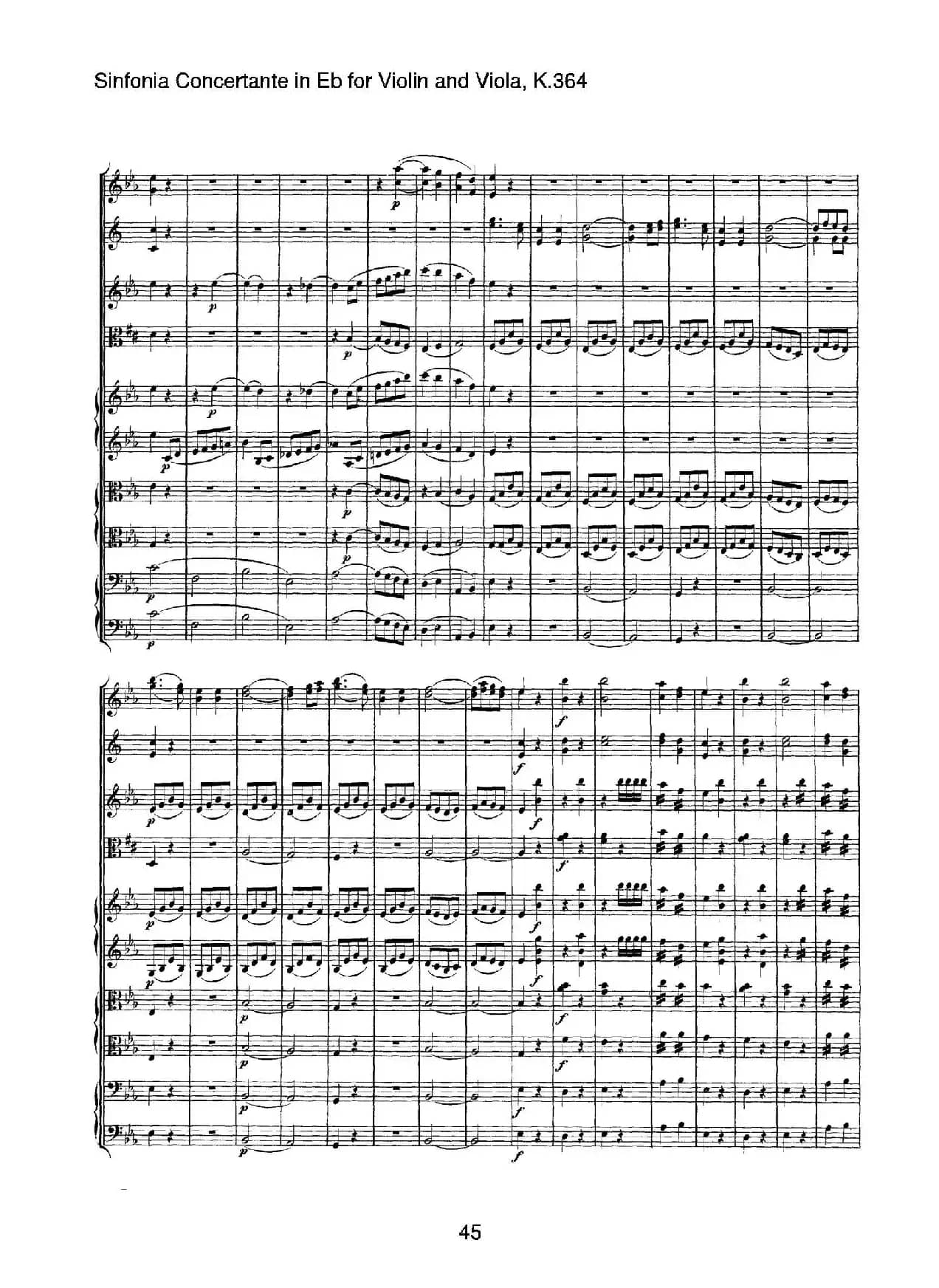 降E大调交响协奏曲（《Sinfonia Concertante in Eb》for Violin and Viola K.364）