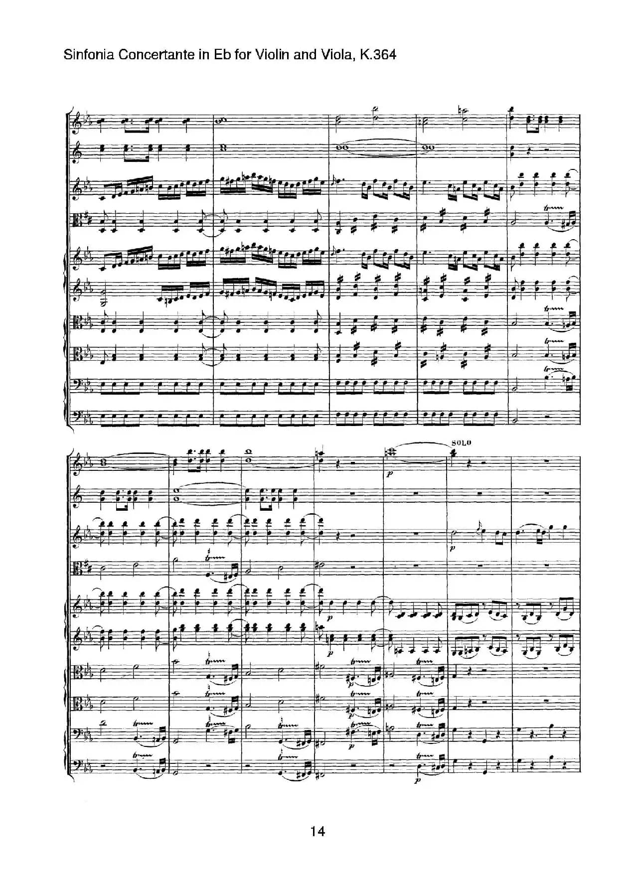 降E大调交响协奏曲（《Sinfonia Concertante in Eb》for Violin and Viola K.364）