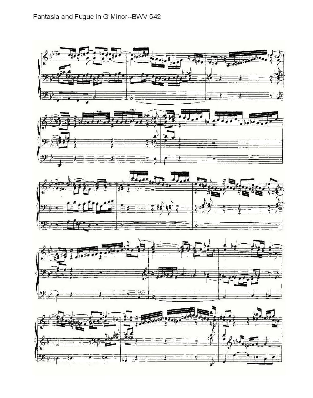  Fantasia and Fugue in G Minor--BWV 542 （管风琴谱）