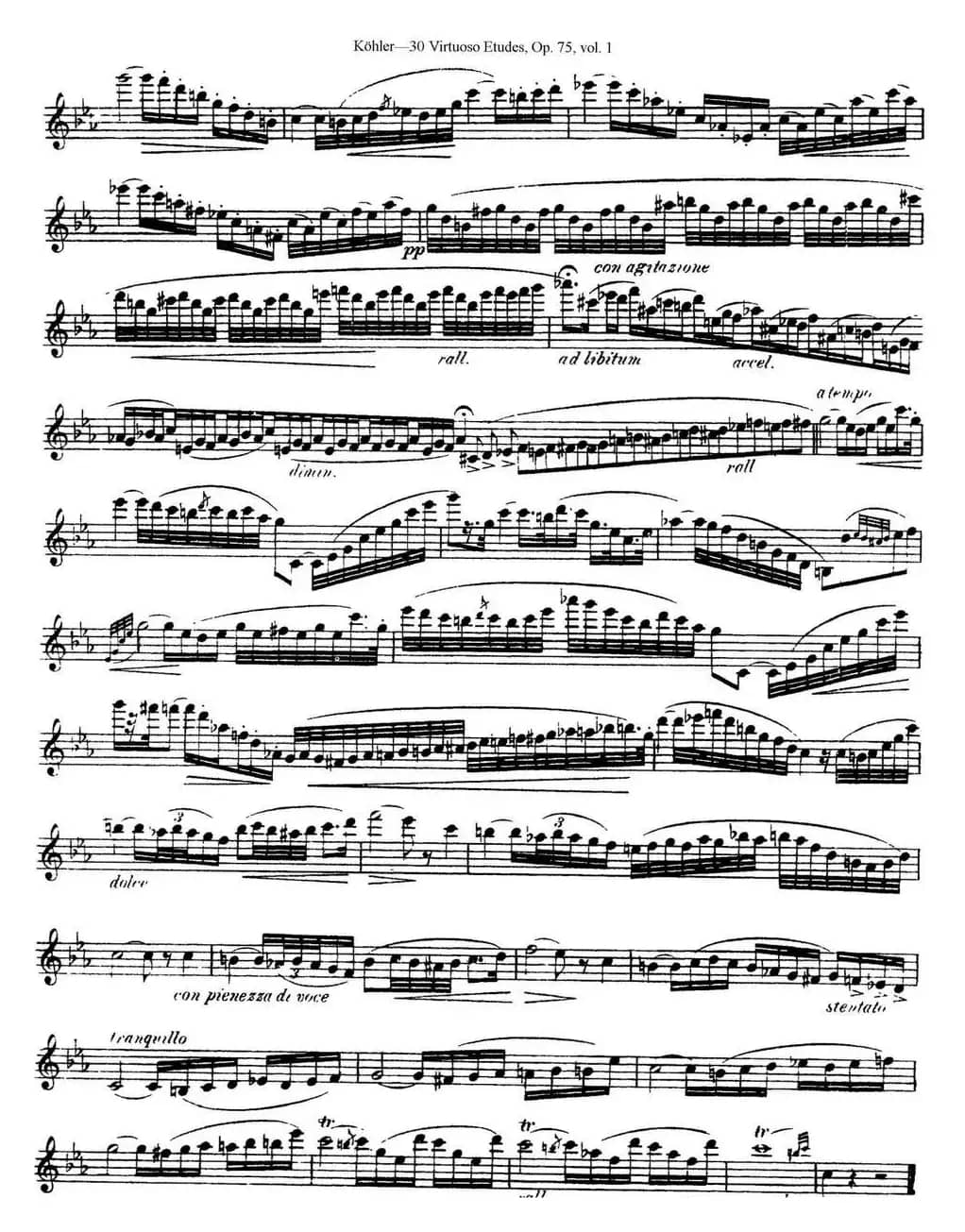 柯勒30首高级长笛练习曲作品75号（NO.7）