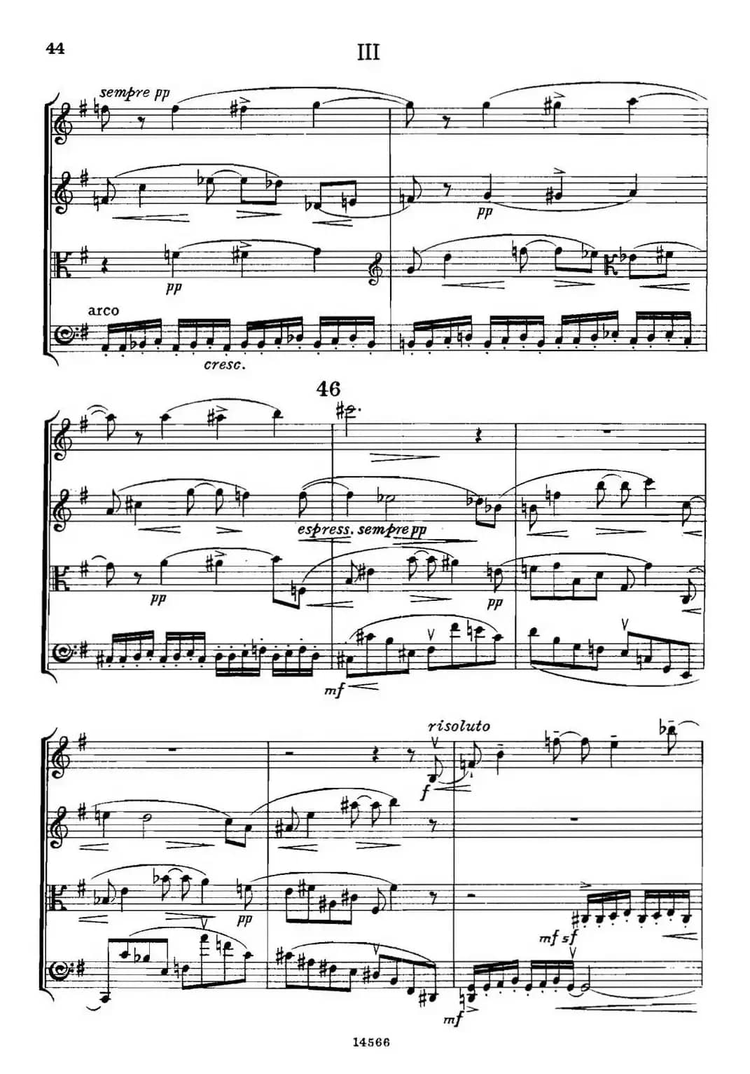 QUARTET Op.83（第三部分）（弦乐四重奏）