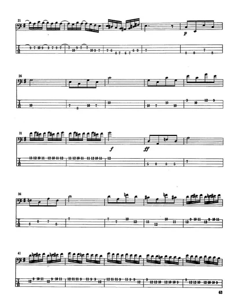 电贝司专业等级第六级（二、必弹曲目：独奏曲）