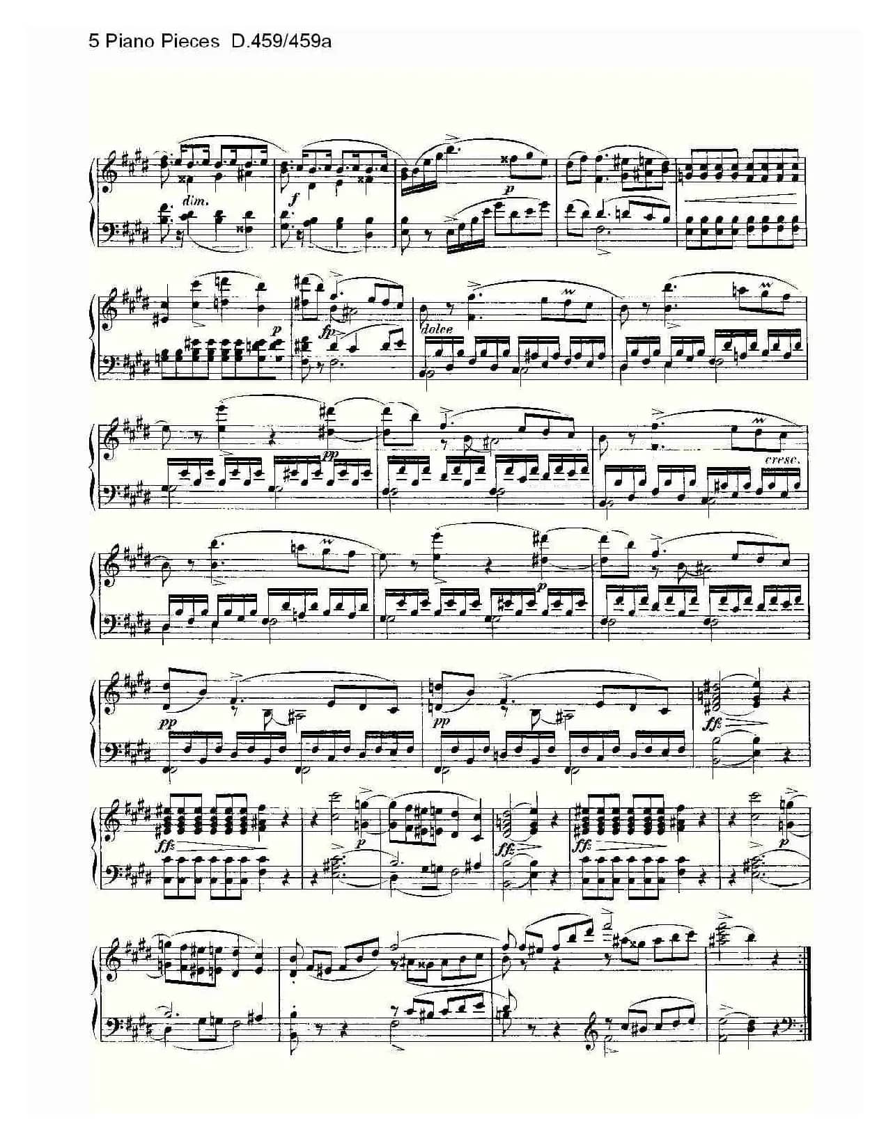 5 Piano Pieces D.459/459a(钢琴五联奏D.459/459a)