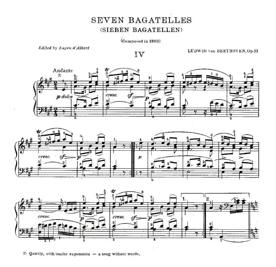 贝多芬钢琴小品（Bagatelles）（Op.33 之4）