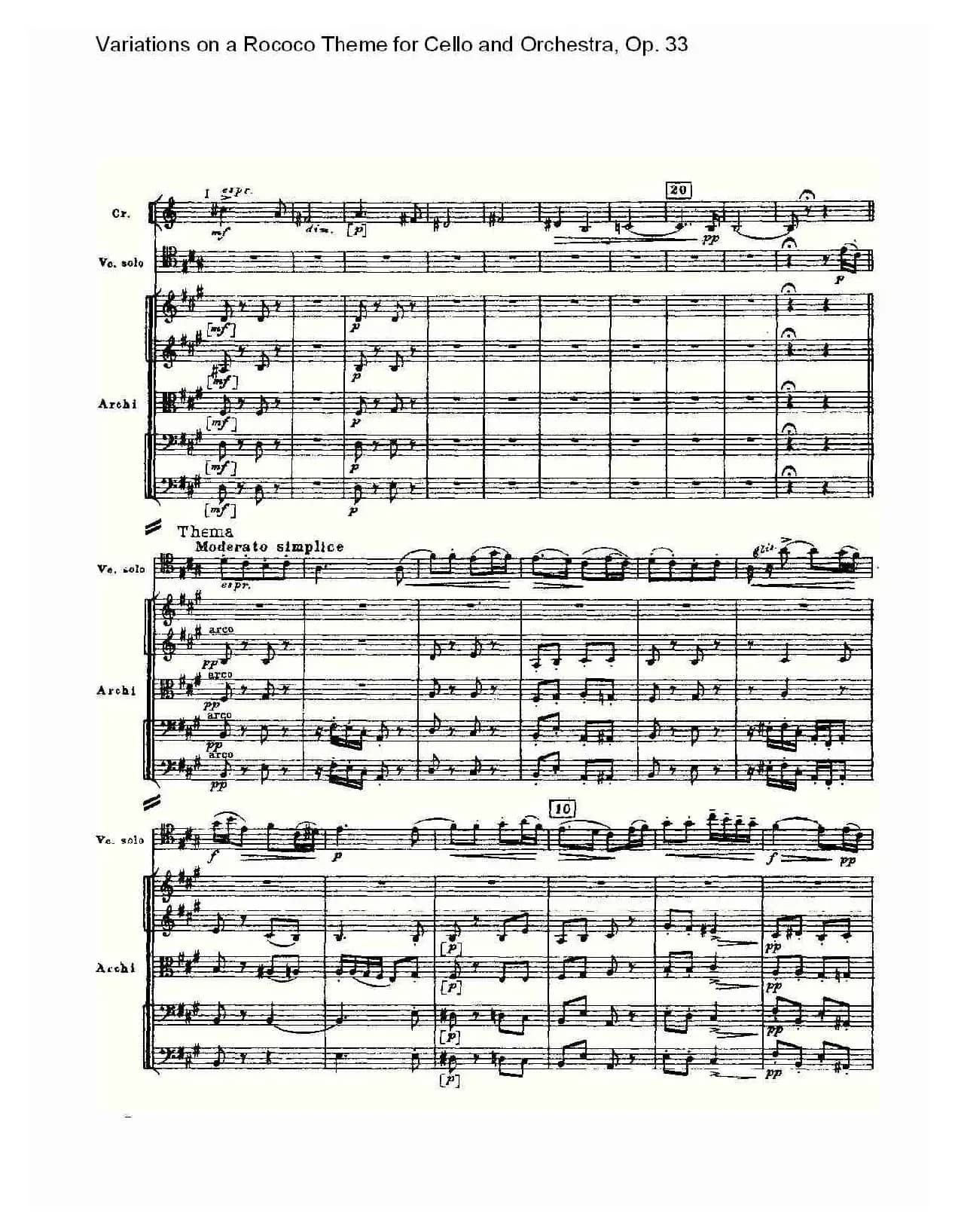 大提琴与管弦乐洛可可主题a小调变奏曲, Op.33（一）