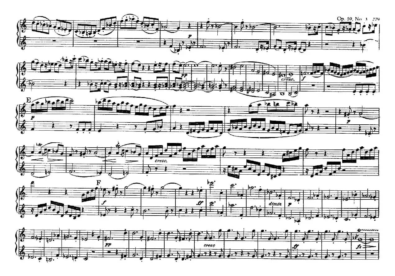 String Quartet No.9 in C Major Op.59-3 - 4 Hands（C大调第九弦乐四重奏·四手联弹）
