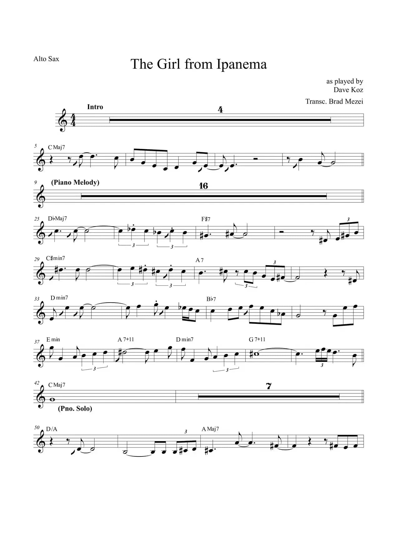 The Girl FromIpanema（中音萨克斯）