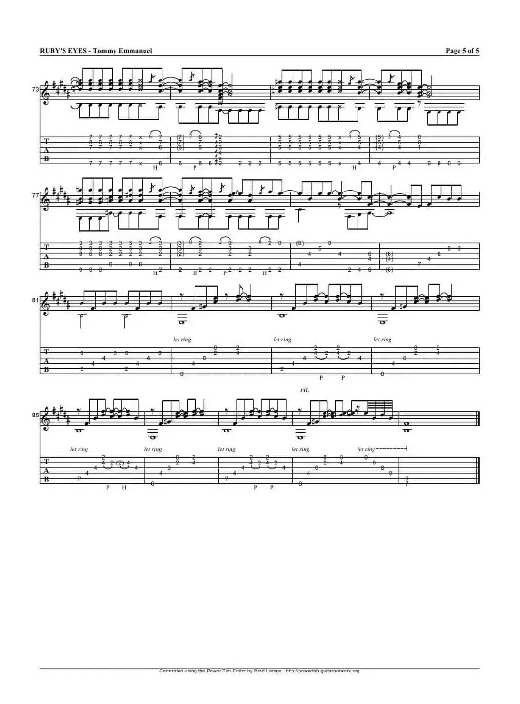 tommy emmanuel： rubys eyes（指弹吉它）