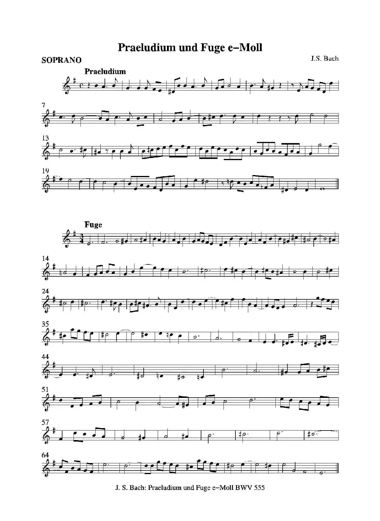 Praeludium und Fuge e-Moll（四重奏总谱+分谱）