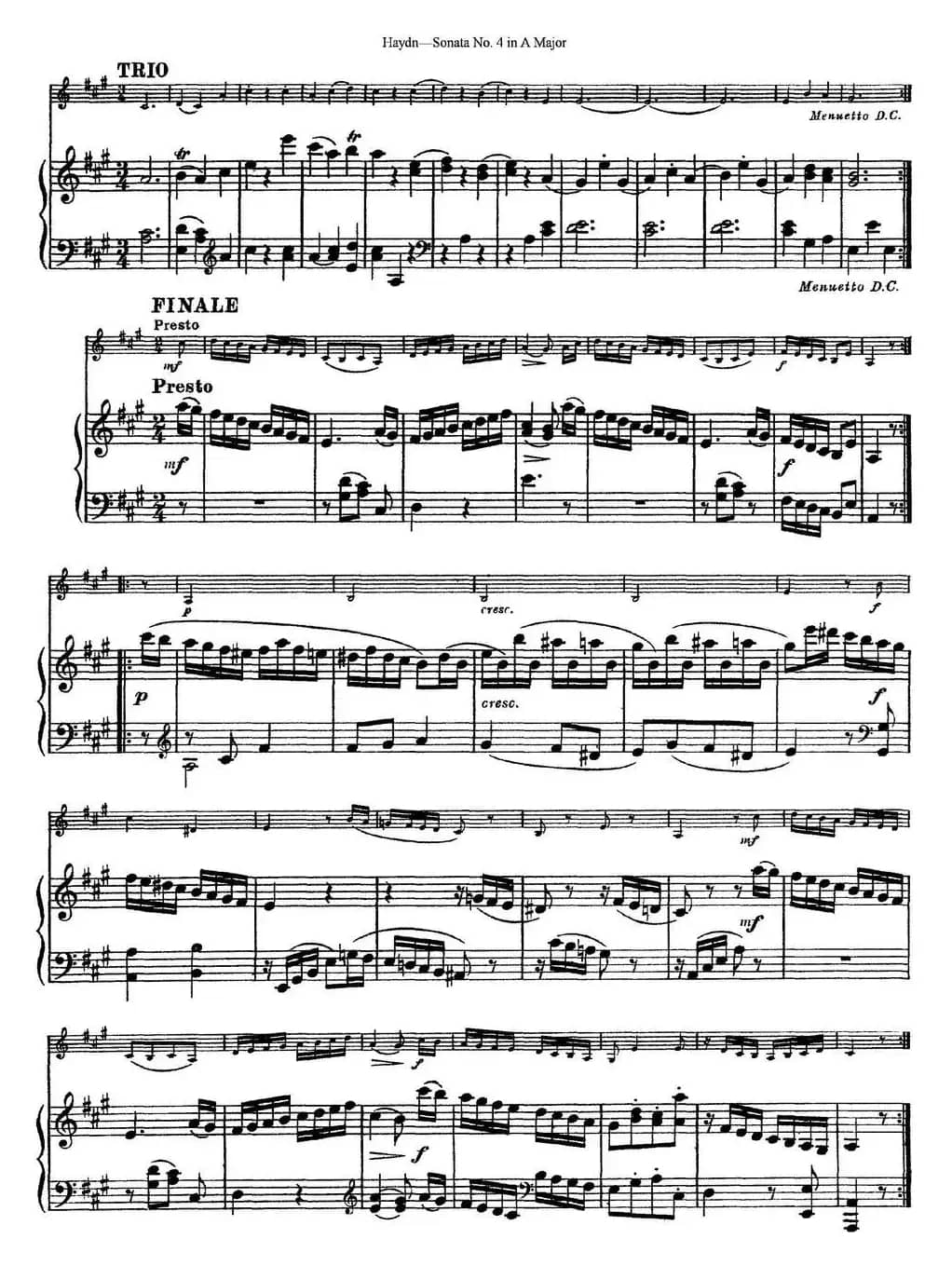 Violin Sonata No.4 in A Major（小提琴+钢琴伴奏）