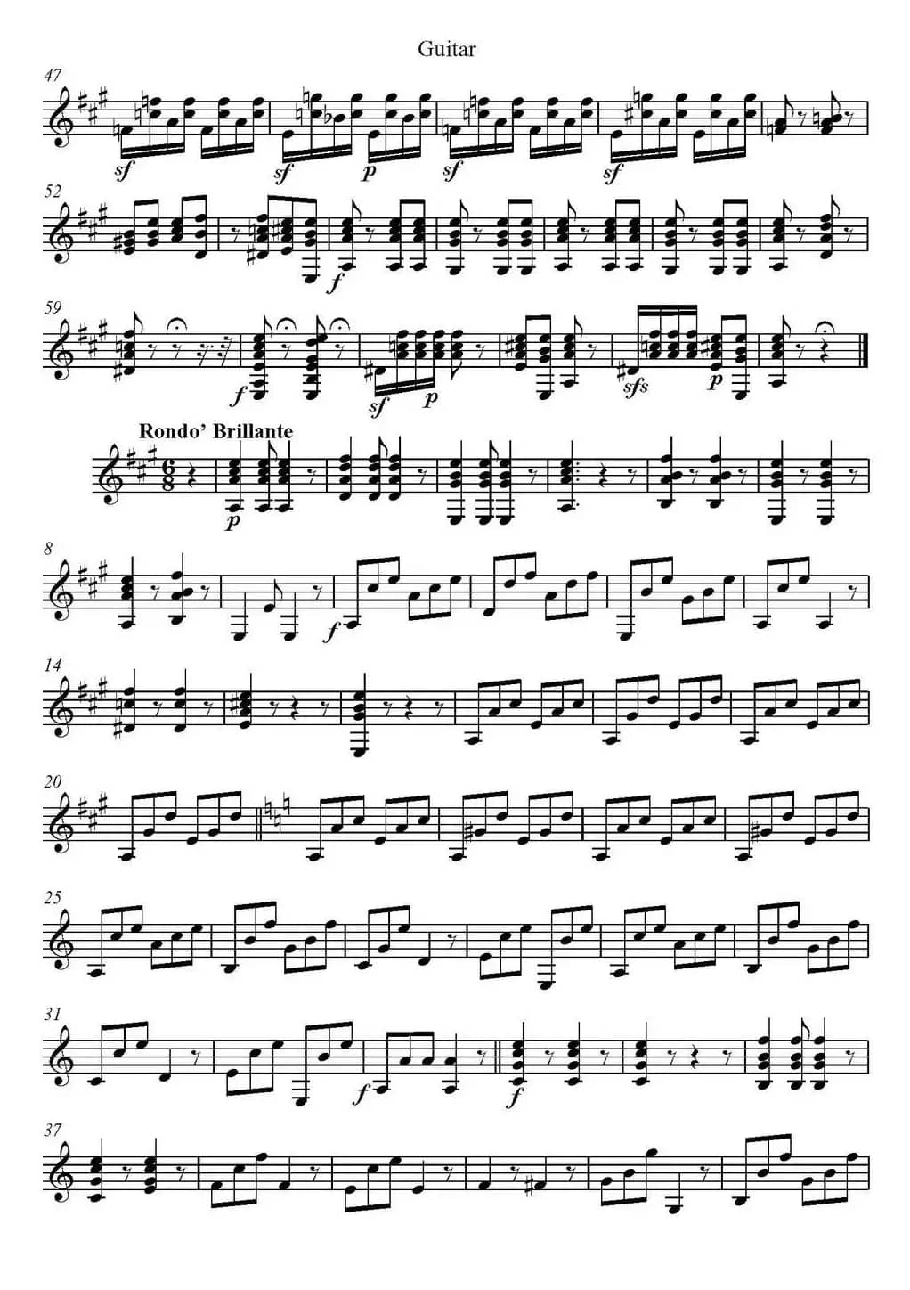 帕格尼尼六首《小提琴和吉他二重奏》 (M.S.110)（吉他分谱）