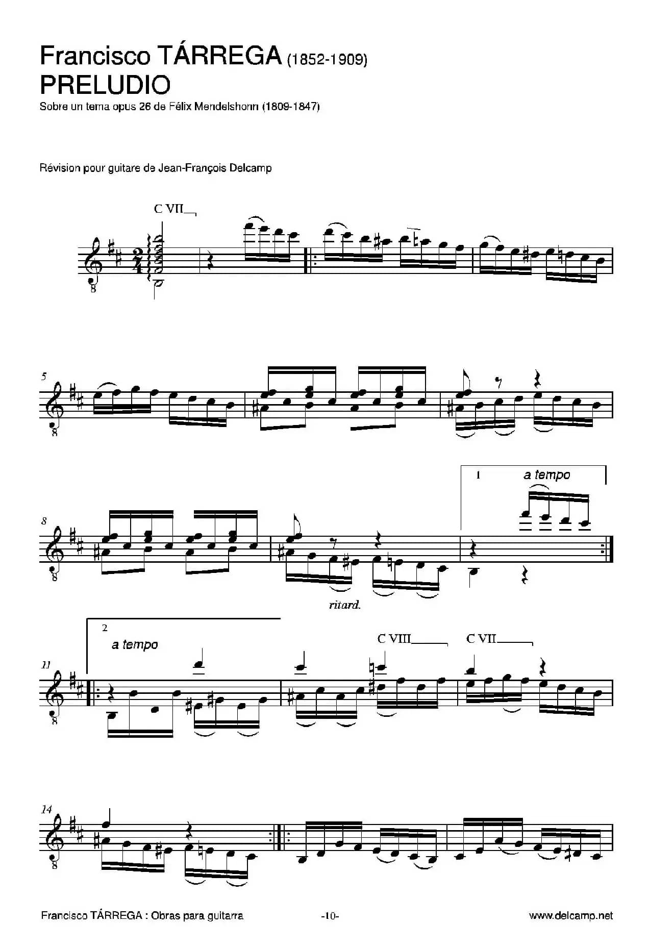 《塔雷加作品全集》第1部分（古典吉他）