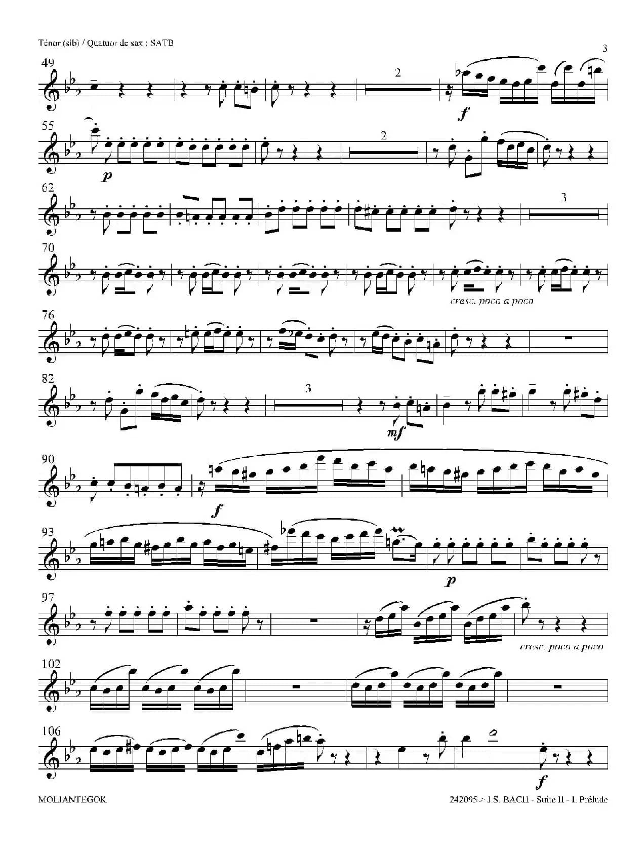 Suite anglaise No 2,BWV 807（法国组曲之二·前奏曲）（次中音萨克斯分谱）