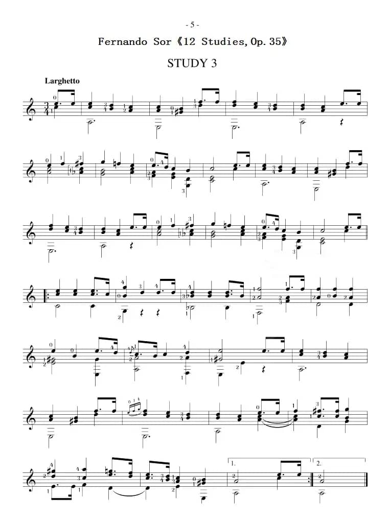 Fernando Sor《12 Studies,Op.35》（STUDY 3）