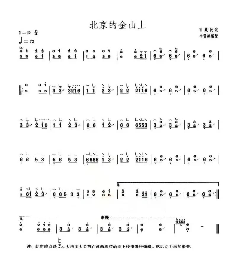 北京的金山上（【上海筝会】考级一级曲目）