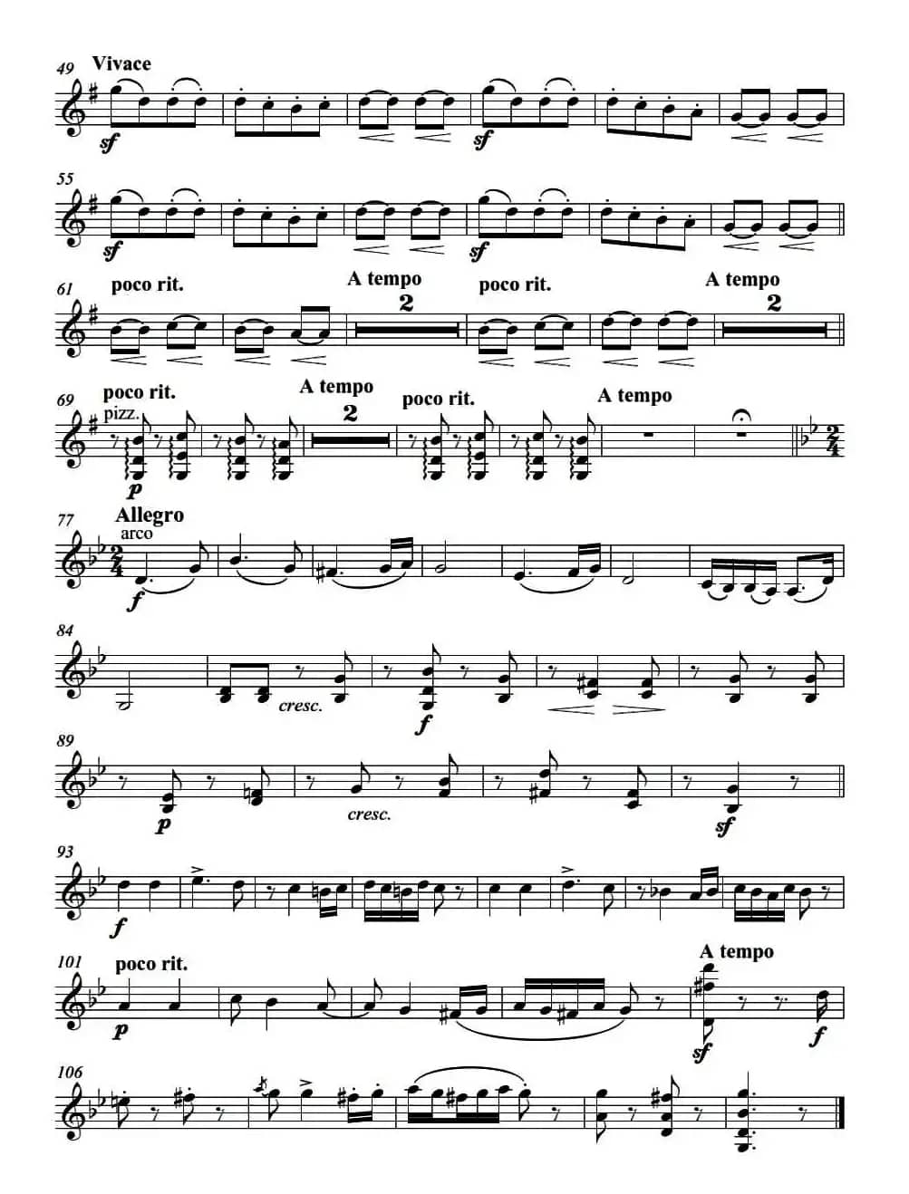 匈牙利舞曲（弦乐四重奏第一小提琴分谱）