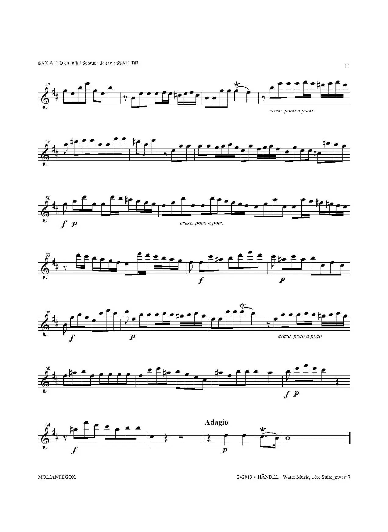 Water Music（HWV.348 No.1）（中音萨克斯）