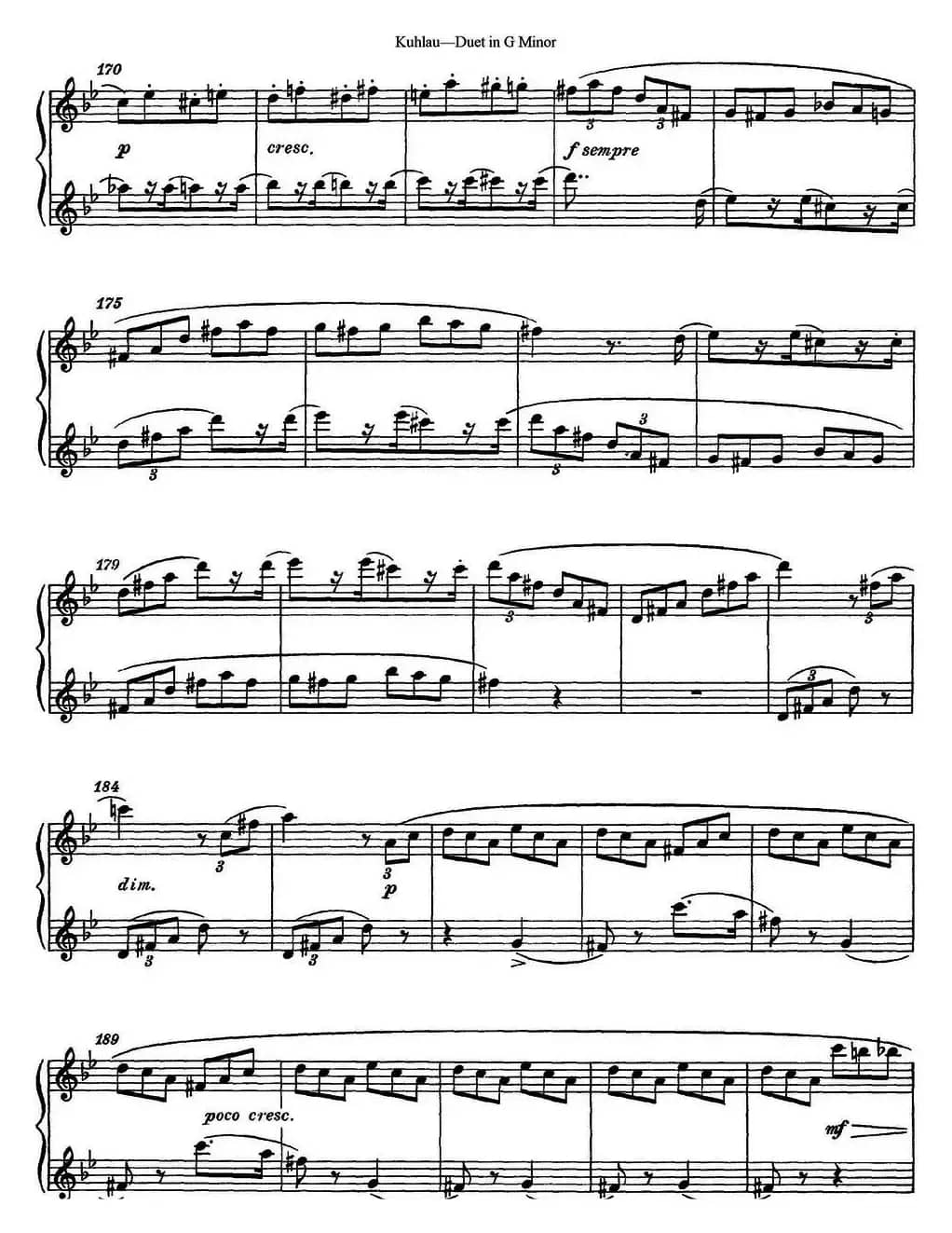 库劳g小调长笛二重奏练习曲（No.2）