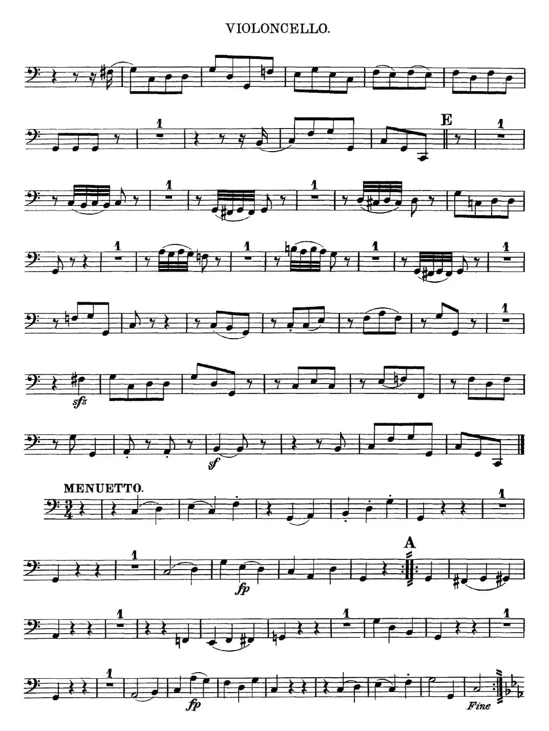 Mozart《Quartet No.10 in C Major,K.170》（Cello分谱）