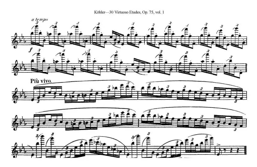 柯勒30首高级长笛练习曲作品75号（NO.4）
