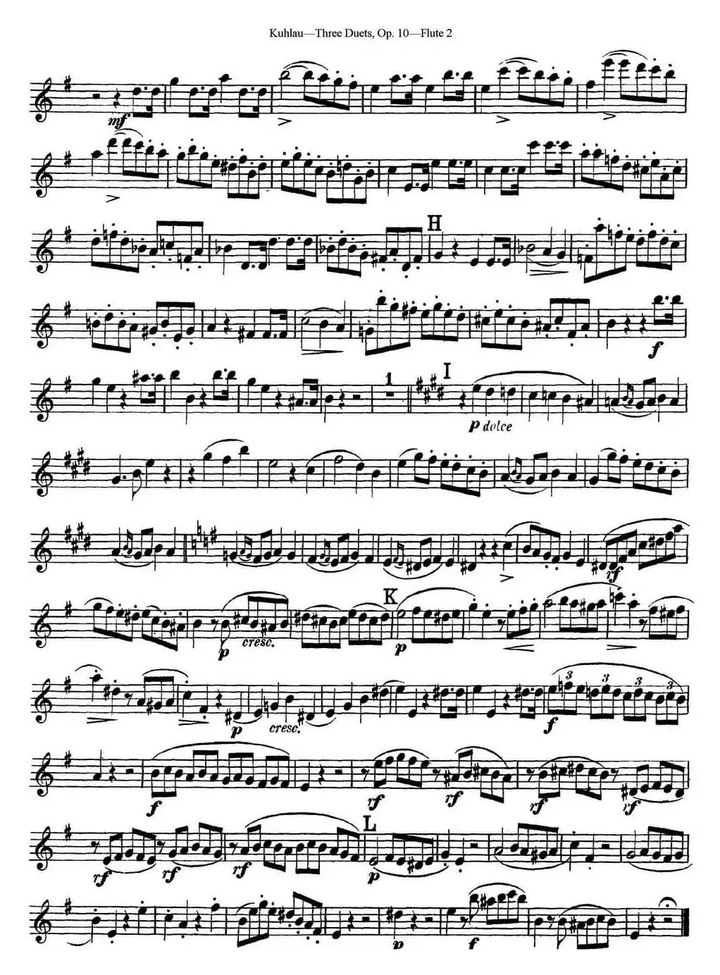 库劳长笛二重奏练习曲Op.10——Flute 2（No.1）